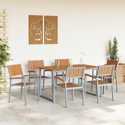 Set da Pranzo per Giardino 7 pcs Grigio