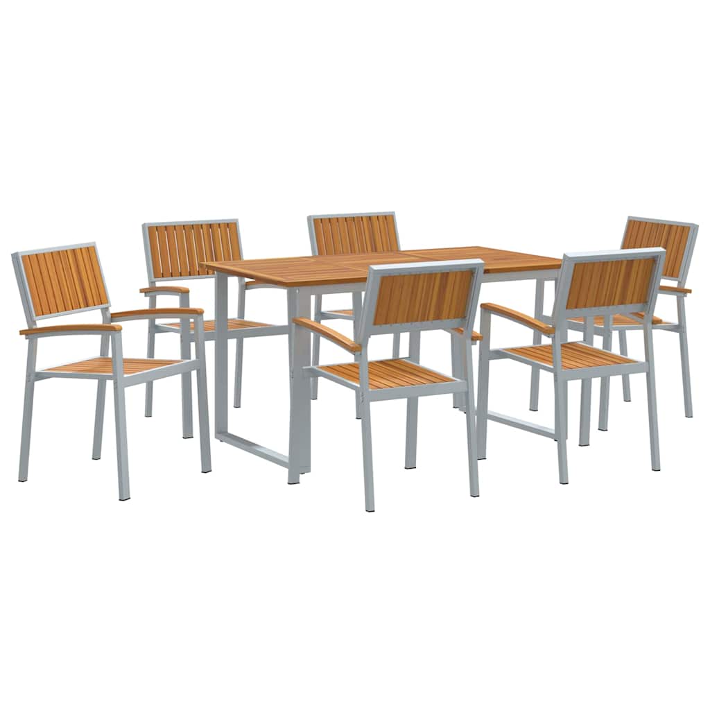 Set da Pranzo per Giardino 7 pcs Grigio