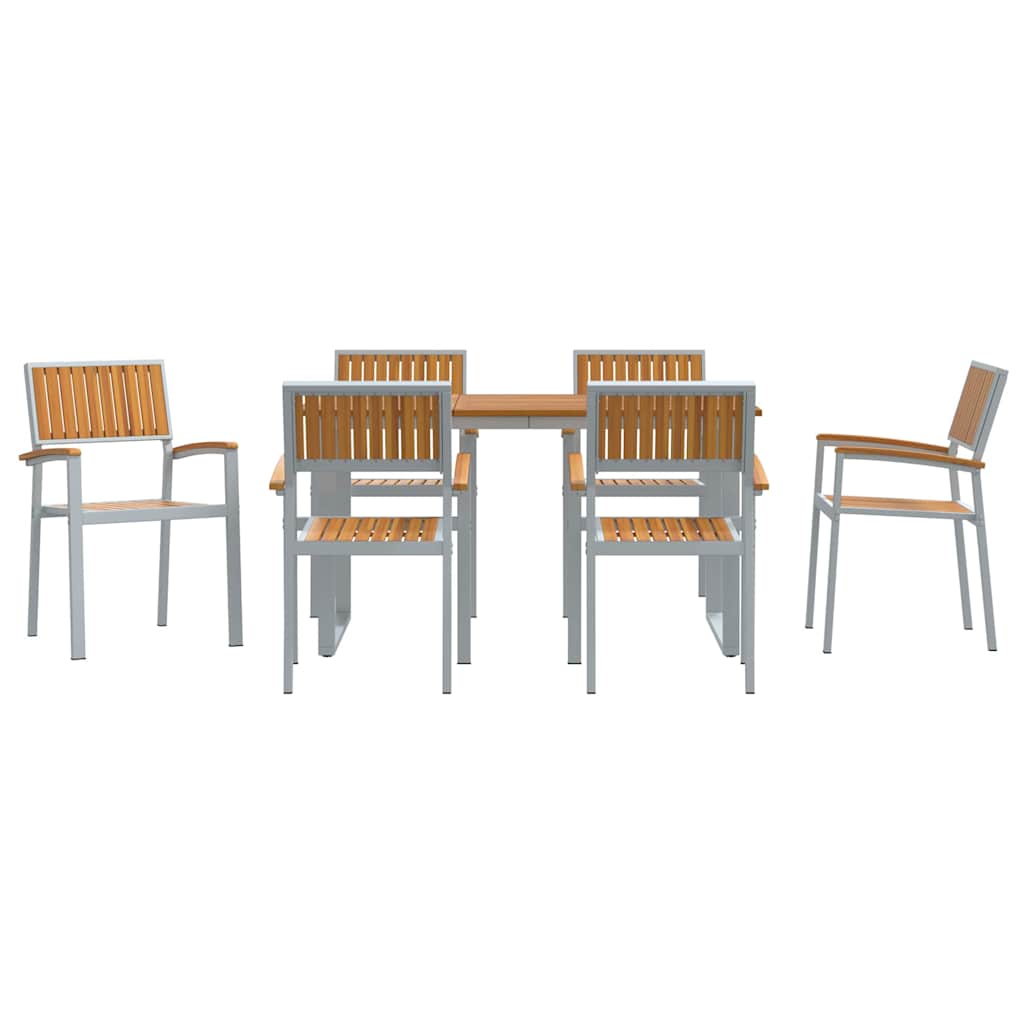 Set da Pranzo per Giardino 7 pcs Grigio