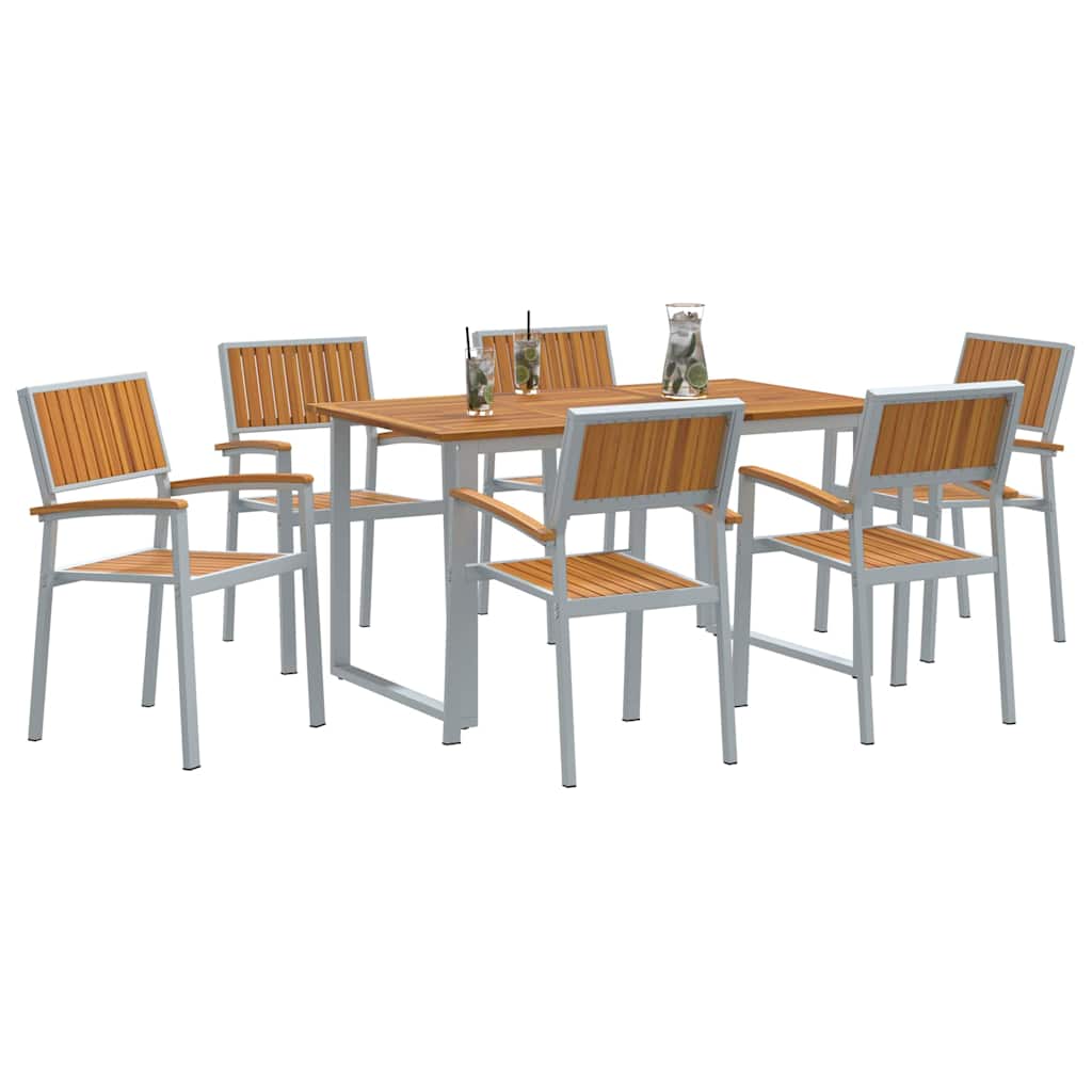 Set da Pranzo per Giardino 7 pcs Grigio