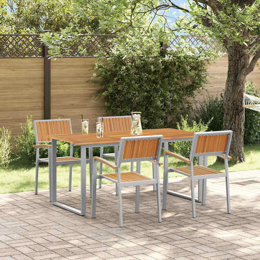 Set da Pranzo per Giardino 5 pcs Grigio