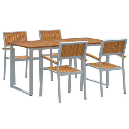 Set da Pranzo per Giardino 5 pcs Grigio
