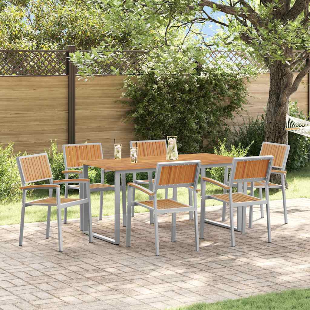 Set da Pranzo per Giardino 7 pcs Grigio