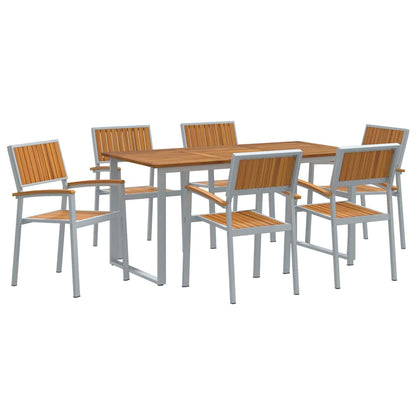 Set da Pranzo per Giardino 7 pcs Grigio