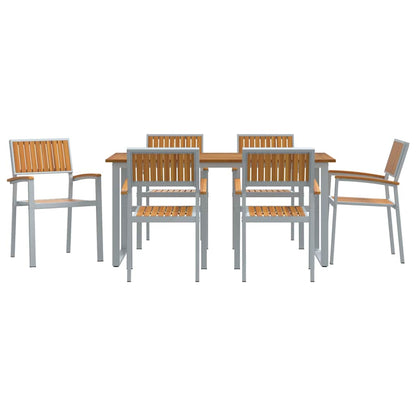 Set da Pranzo per Giardino 7 pcs Grigio