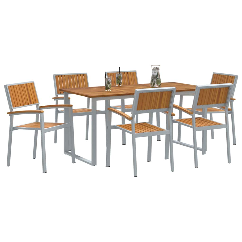Set da Pranzo per Giardino 7 pcs Grigio