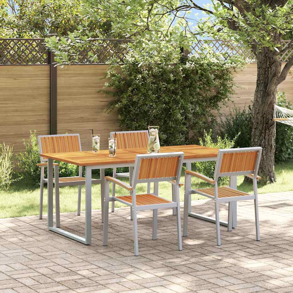 Set da Pranzo per Giardino 5 pcs Grigio