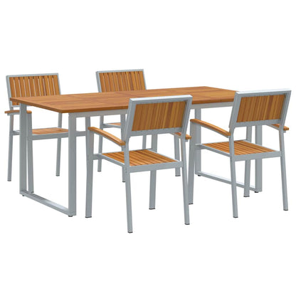 Set da Pranzo per Giardino 5 pcs Grigio