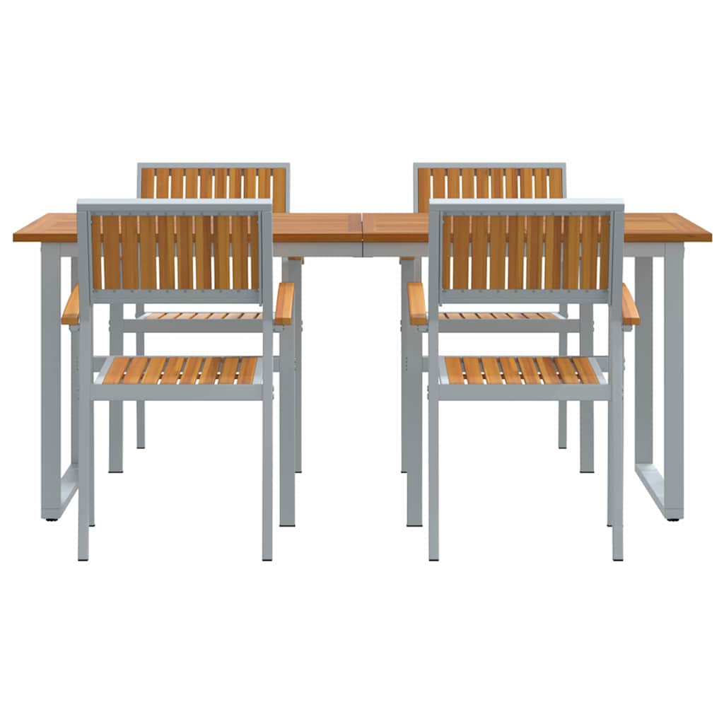 Set da Pranzo per Giardino 5 pcs Grigio