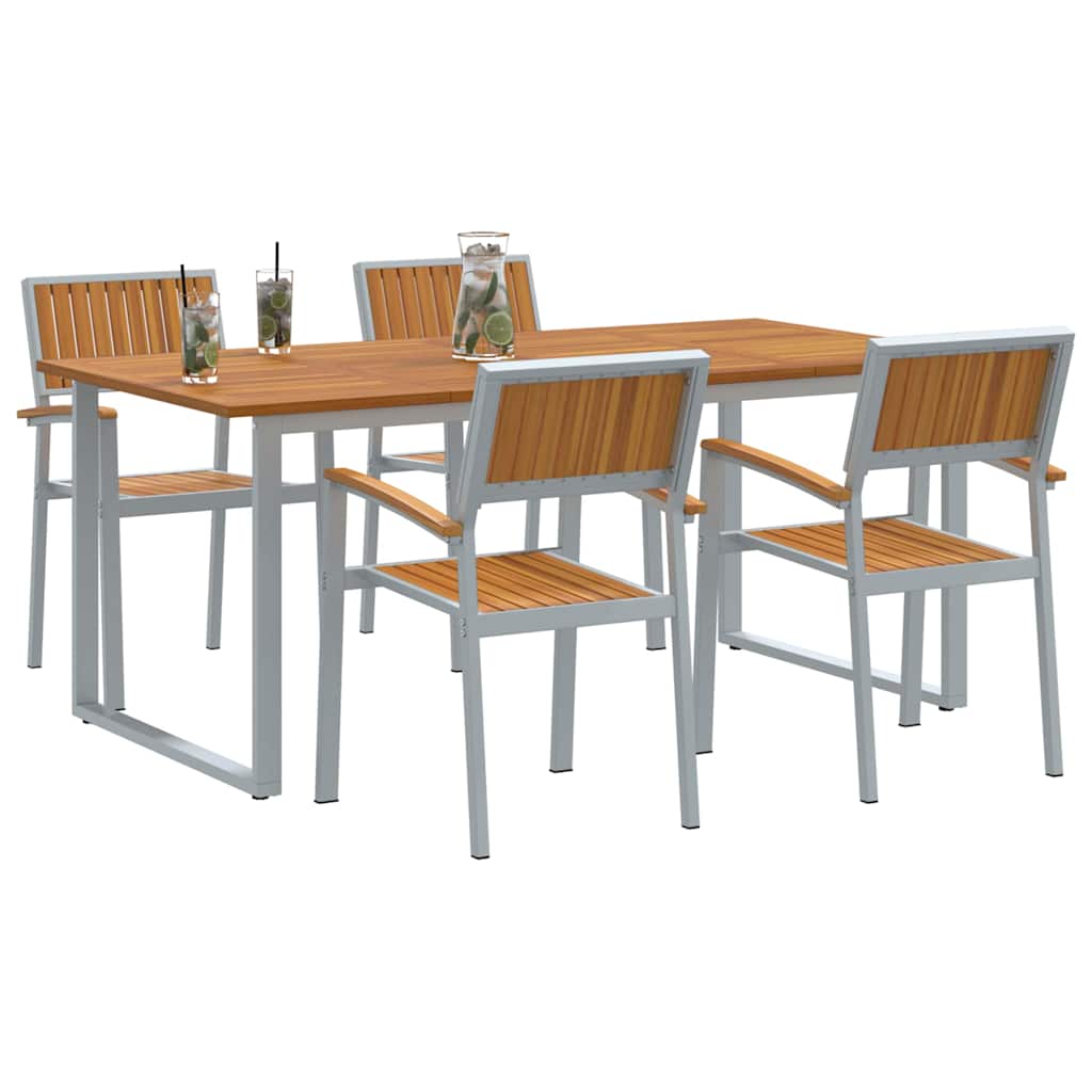 Set da Pranzo per Giardino 5 pcs Grigio
