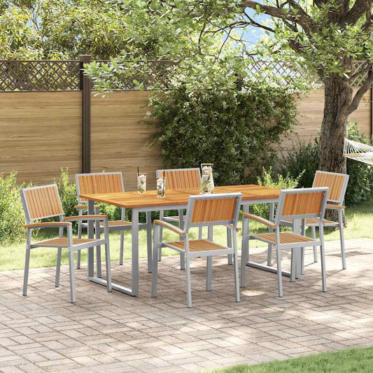 Set da Pranzo per Giardino 7 pcs Grigio