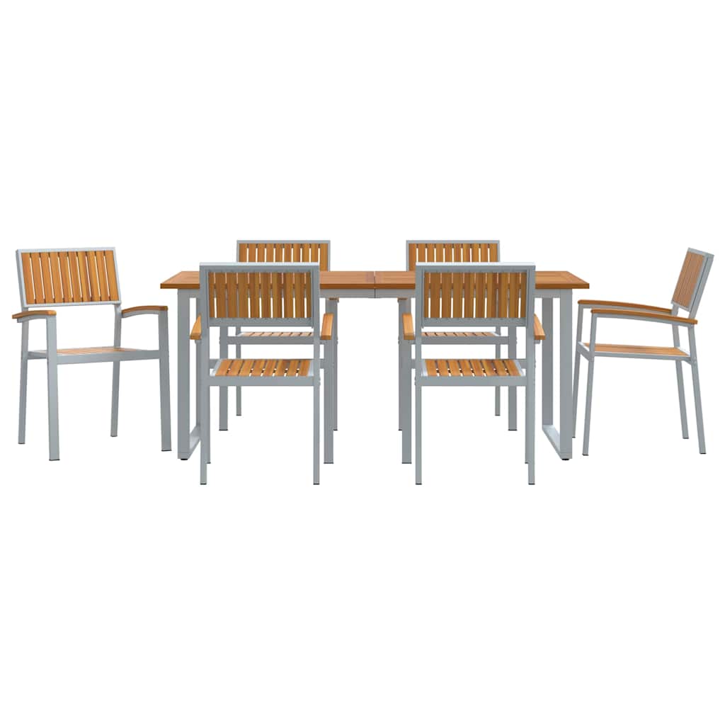 Set da Pranzo per Giardino 7 pcs Grigio
