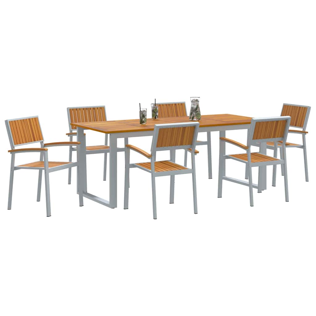 Set da Pranzo per Giardino 7 pcs Grigio