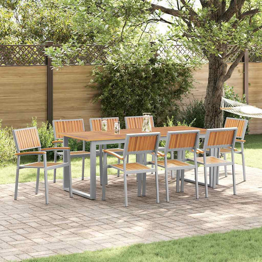 Set da Pranzo per Giardino 9 pcs Grigio