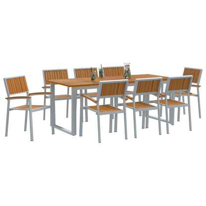 Set da Pranzo per Giardino 9 pcs Grigio