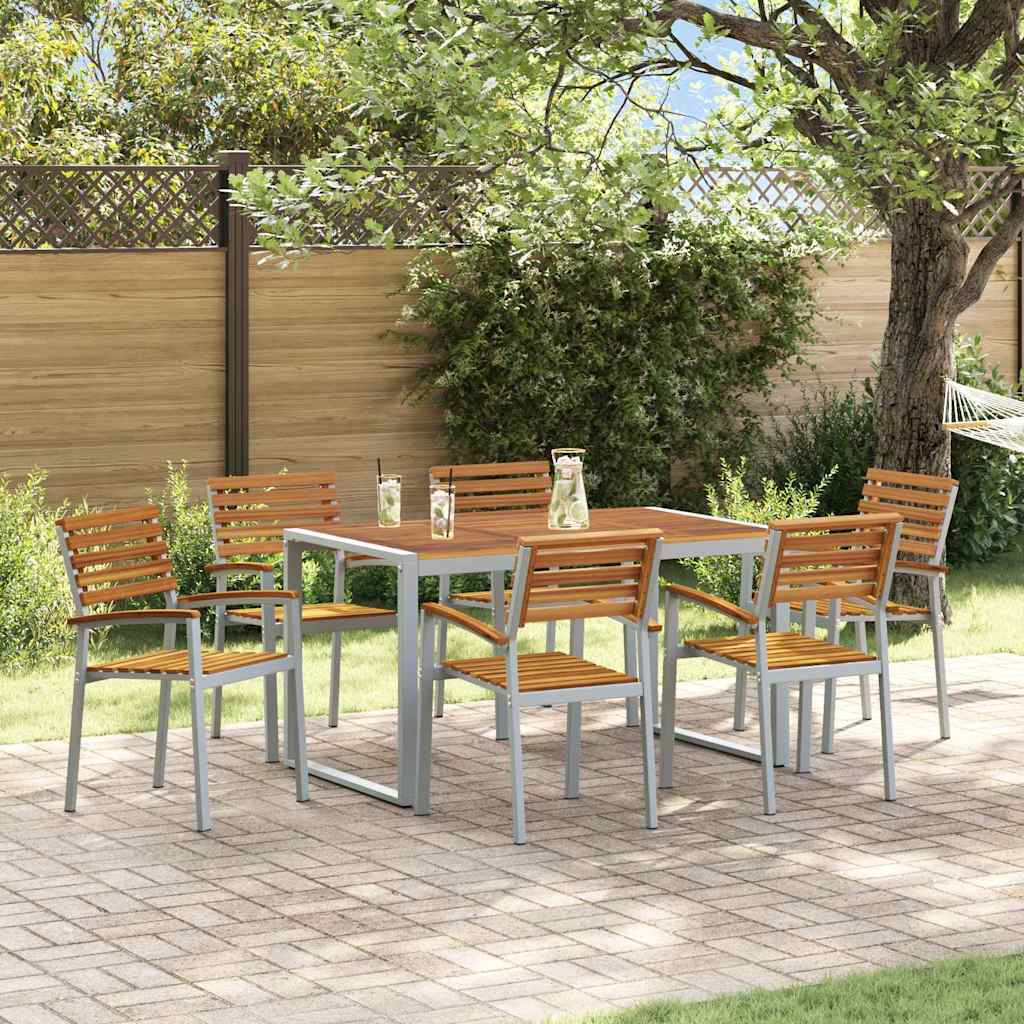 Set da Pranzo per Giardino 7 pcs Grigio | homemem39