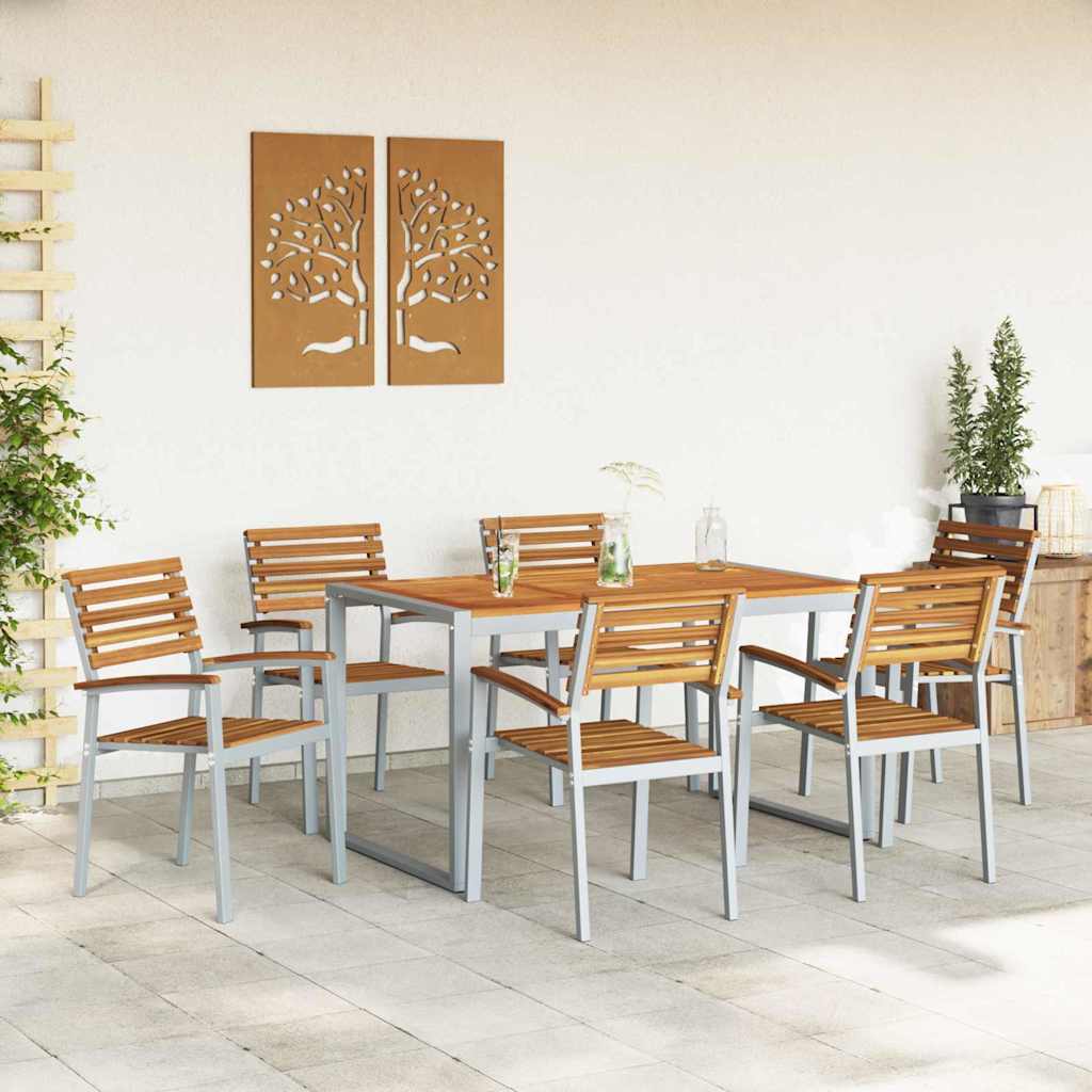 Set da Pranzo per Giardino 7 pcs Grigio | homemem39