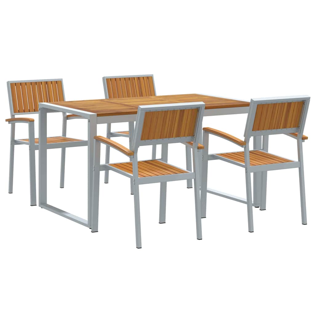 Set da Pranzo per Giardino 5 pcs Grigio