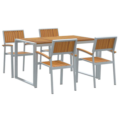 Set da Pranzo per Giardino 5 pcs Grigio