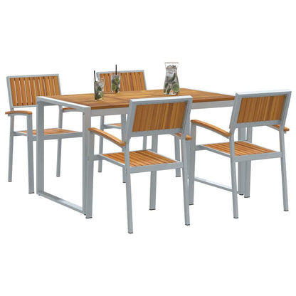 Set da Pranzo per Giardino 5 pcs Grigio