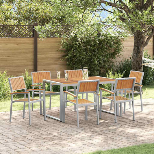 Set da Pranzo per Giardino 7 pcs Grigio