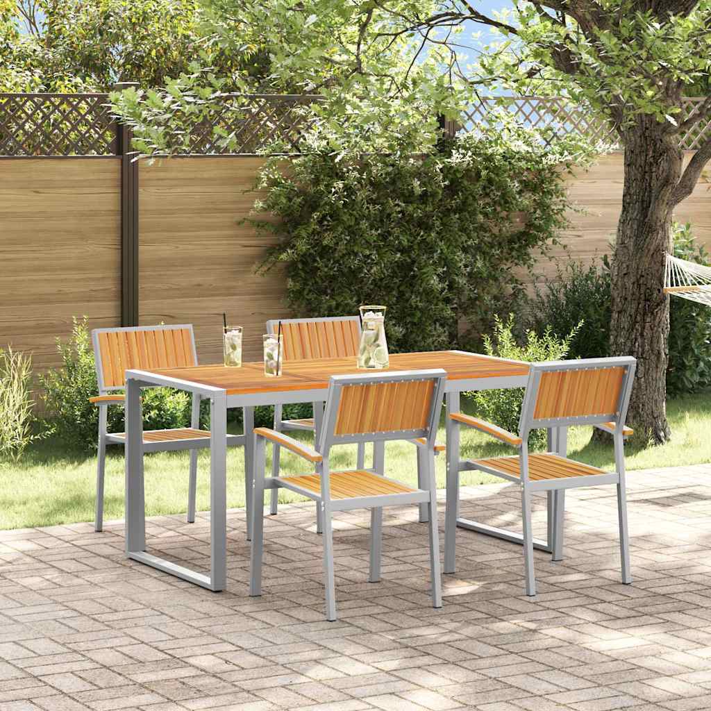 Set da Pranzo per Giardino 5 pcs Grigio