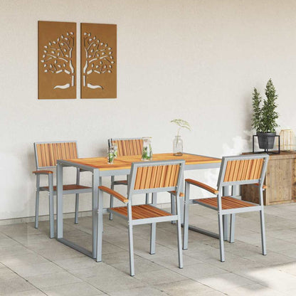 Set da Pranzo per Giardino 5 pcs Grigio
