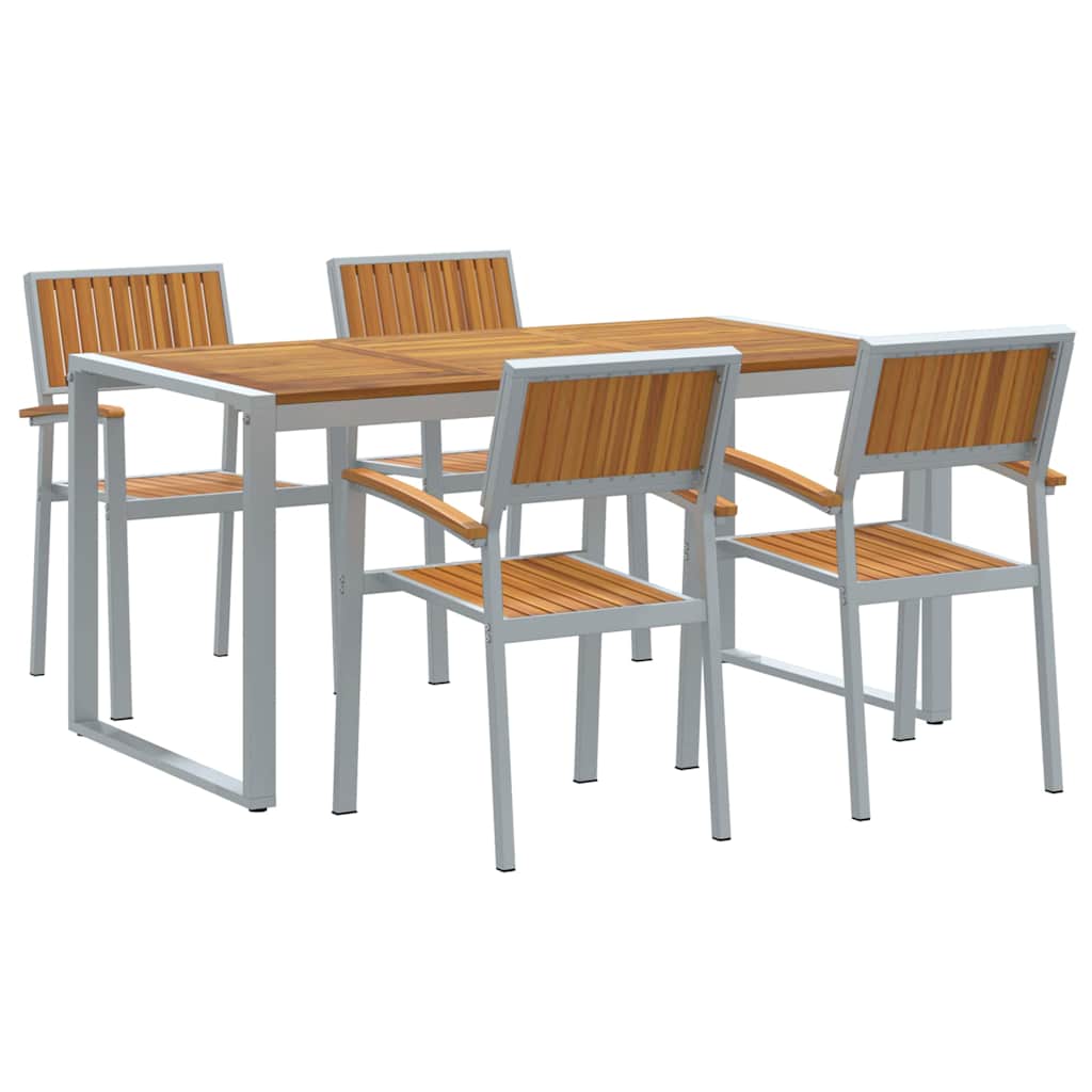 Set da Pranzo per Giardino 5 pcs Grigio