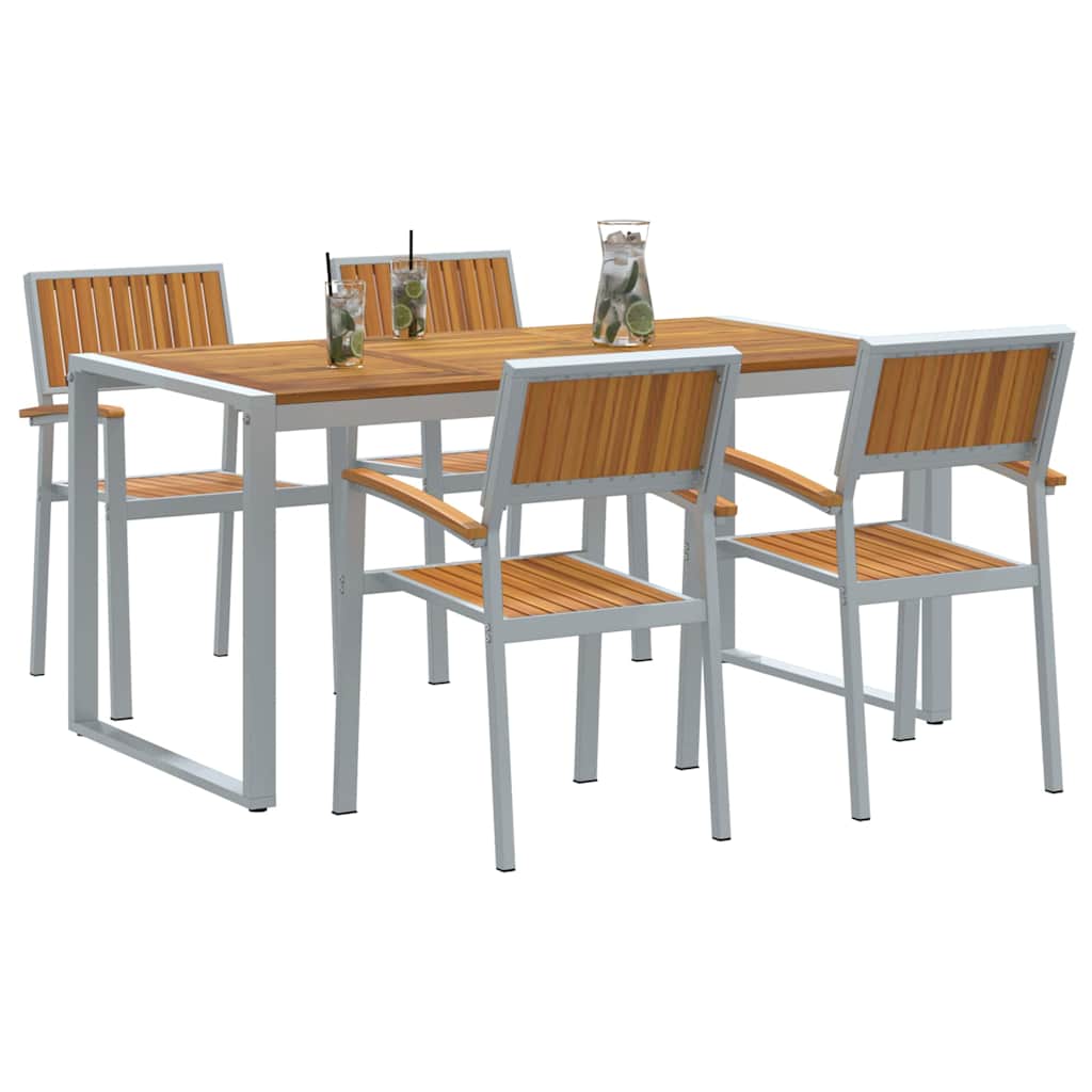 Set da Pranzo per Giardino 5 pcs Grigio