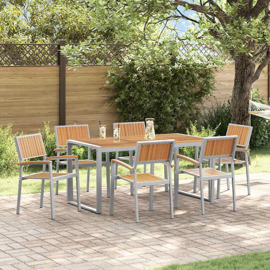 Set da Pranzo per Giardino 7 pcs Grigio