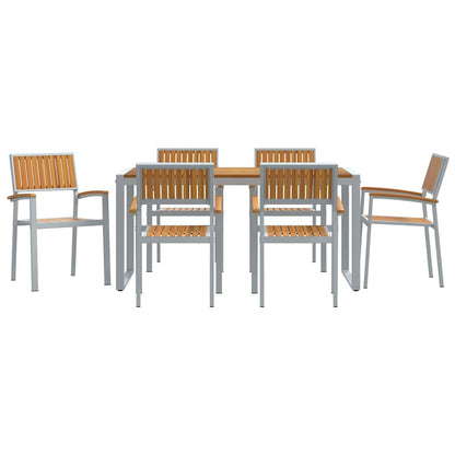 Set da Pranzo per Giardino 7 pcs Grigio