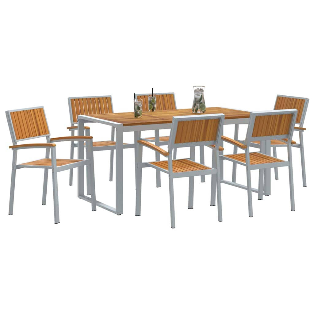 Set da Pranzo per Giardino 7 pcs Grigio