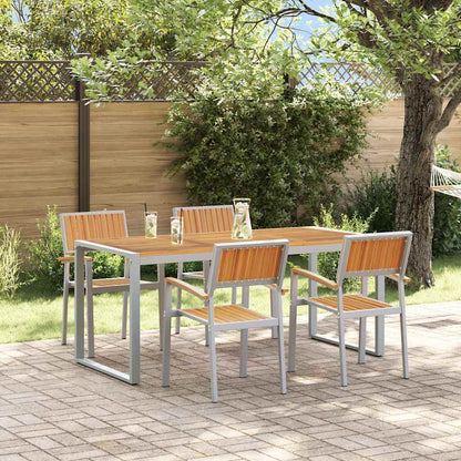 Set da Pranzo per Giardino 5 pcs Grigio