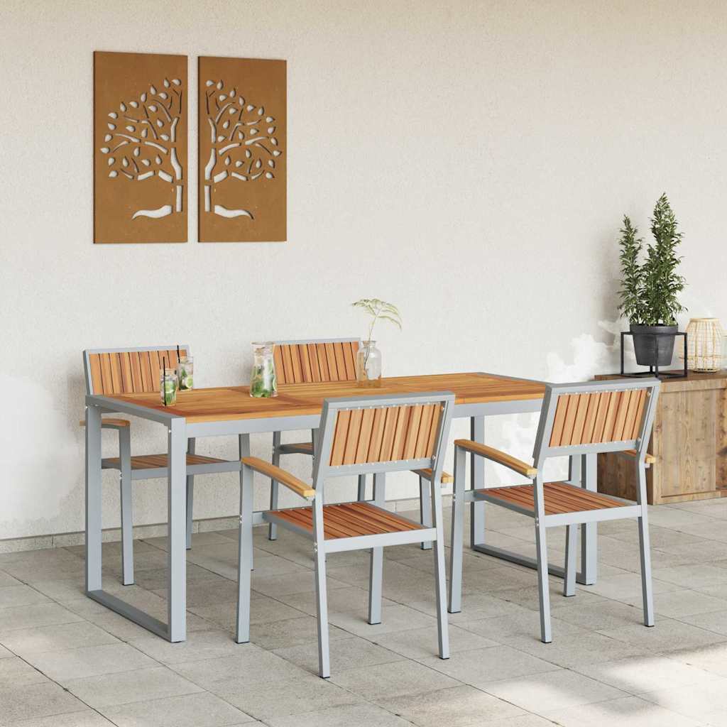 Set da Pranzo per Giardino 5 pcs Grigio