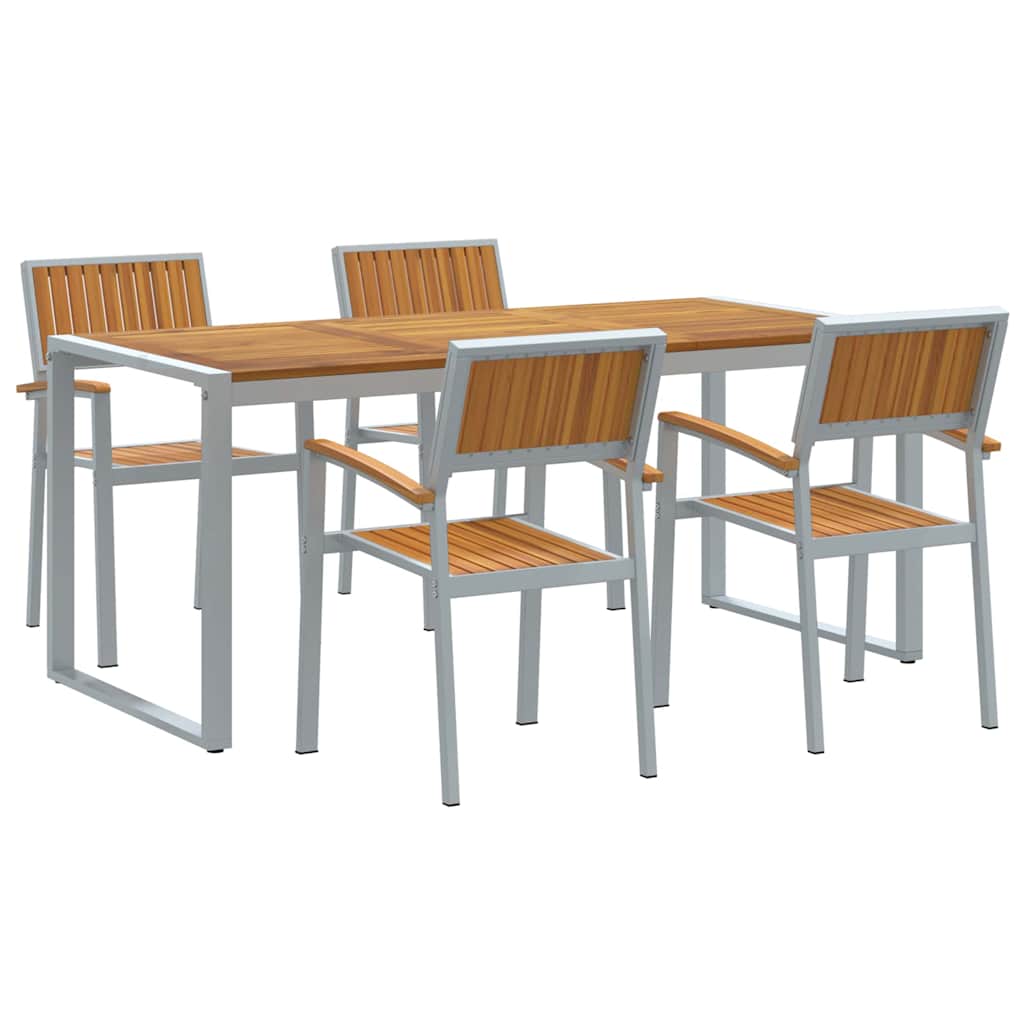 Set da Pranzo per Giardino 5 pcs Grigio