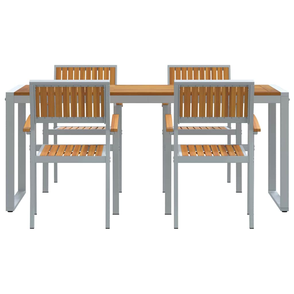 Set da Pranzo per Giardino 5 pcs Grigio