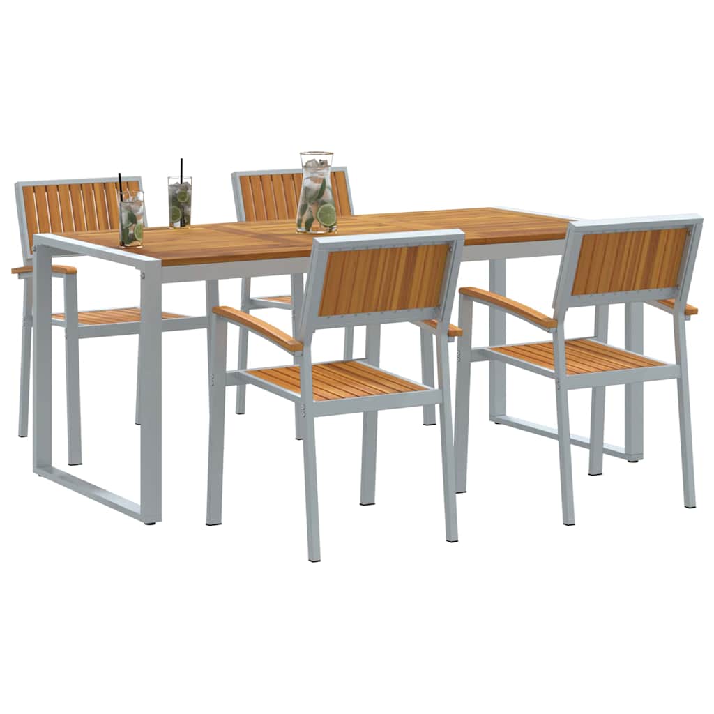 Set da Pranzo per Giardino 5 pcs Grigio