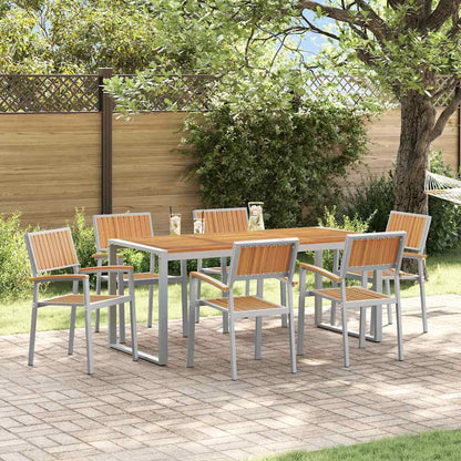 Set da Pranzo per Giardino 7 pcs Grigio
