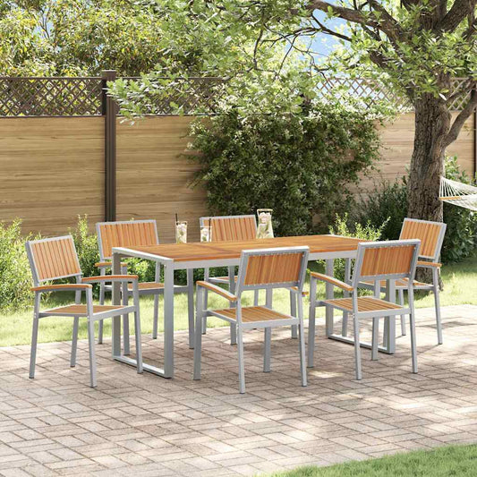 Set da Pranzo per Giardino 7 pcs Grigio