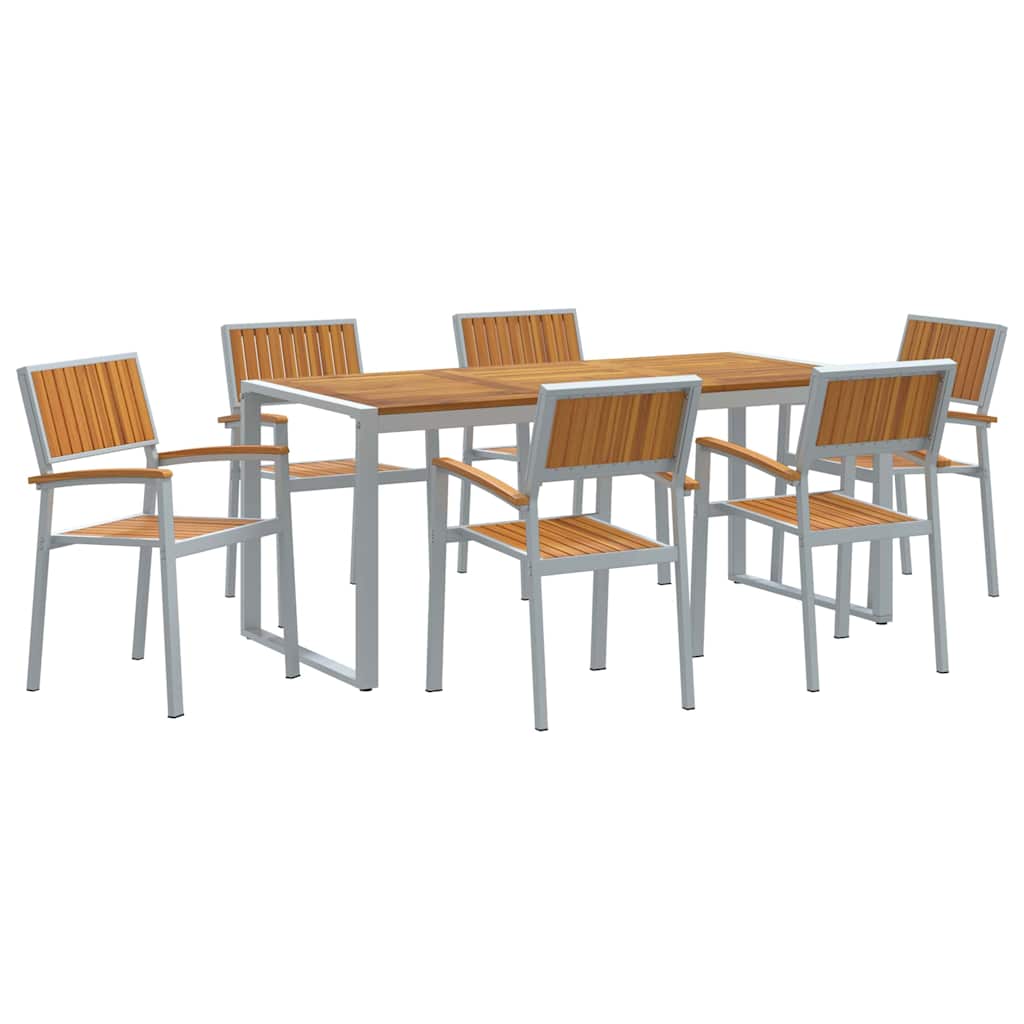 Set da Pranzo per Giardino 7 pcs Grigio