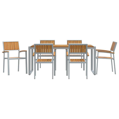 Set da Pranzo per Giardino 7 pcs Grigio
