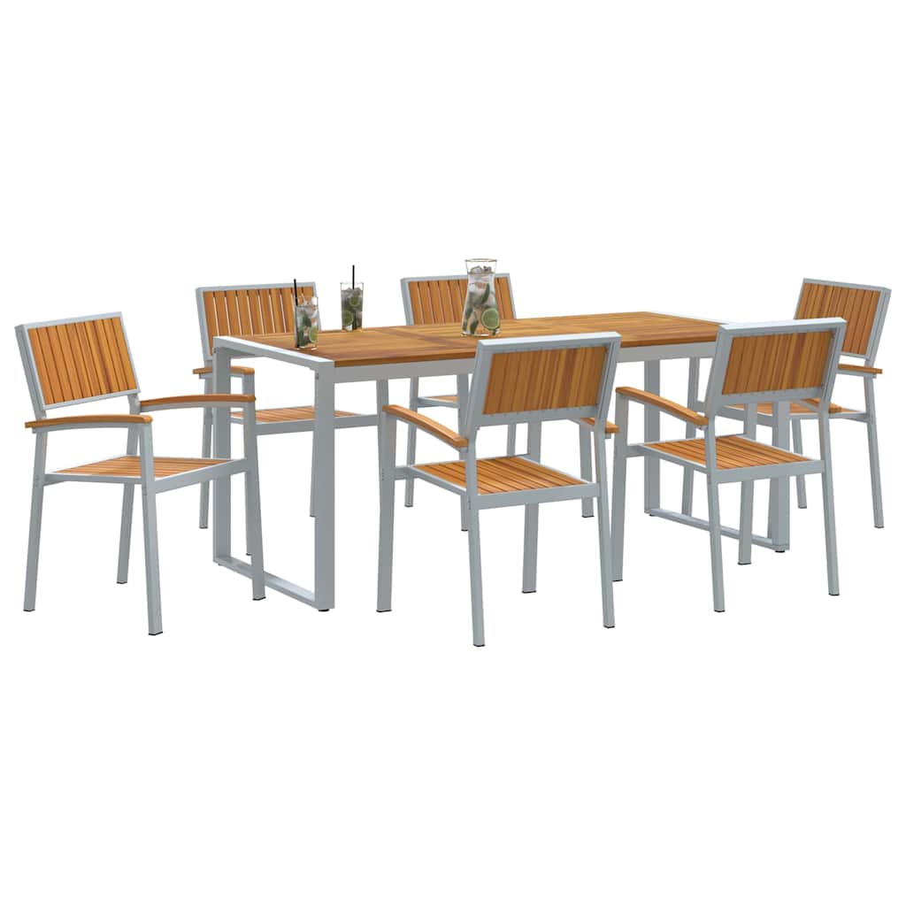 Set da Pranzo per Giardino 7 pcs Grigio