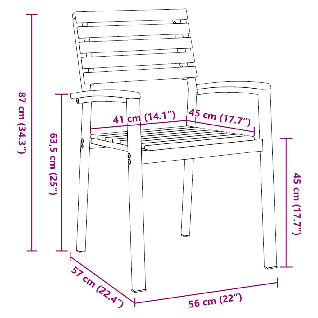 Sedia da Giardino 6 pcs Marrone 56 x 57 x 87 cm
