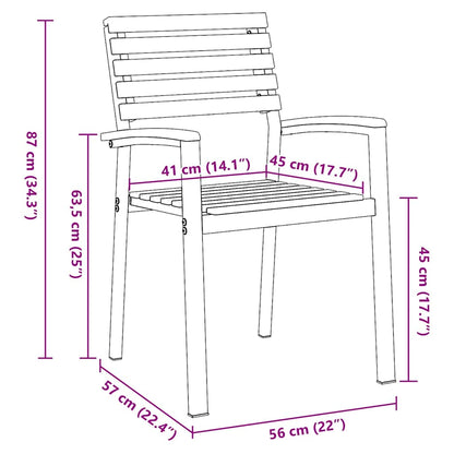 Sedia da Giardino 8 pcs Marrone 56 x 57 x 87 cm