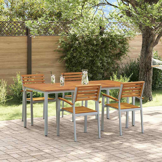 Set da Pranzo per Giardino 5 pcs Grigio