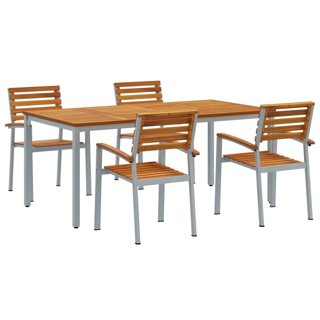 Set da Pranzo per Giardino 5 pcs Grigio