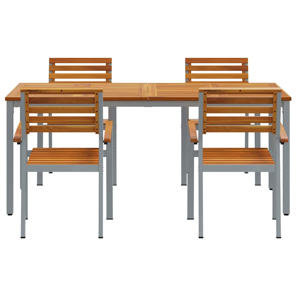 Set da Pranzo per Giardino 5 pcs Grigio