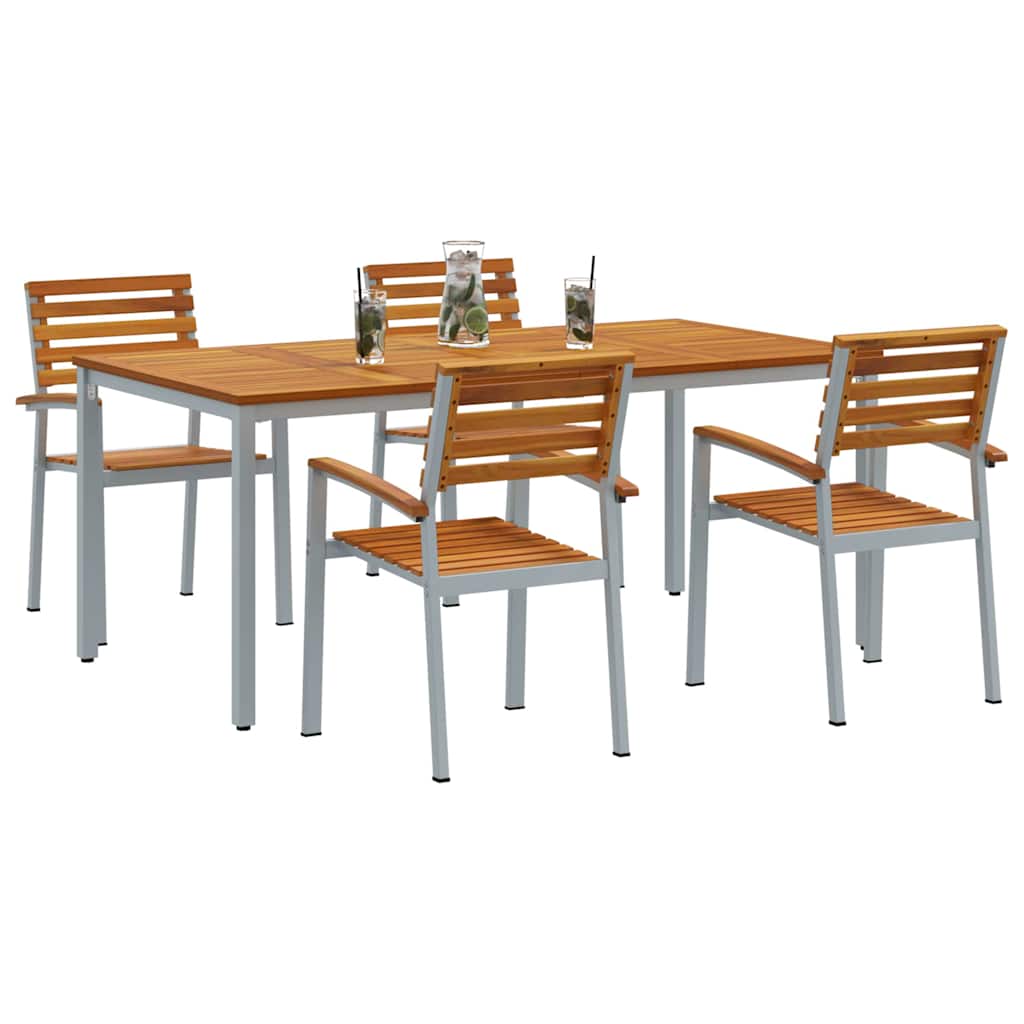 Set da Pranzo per Giardino 5 pcs Grigio