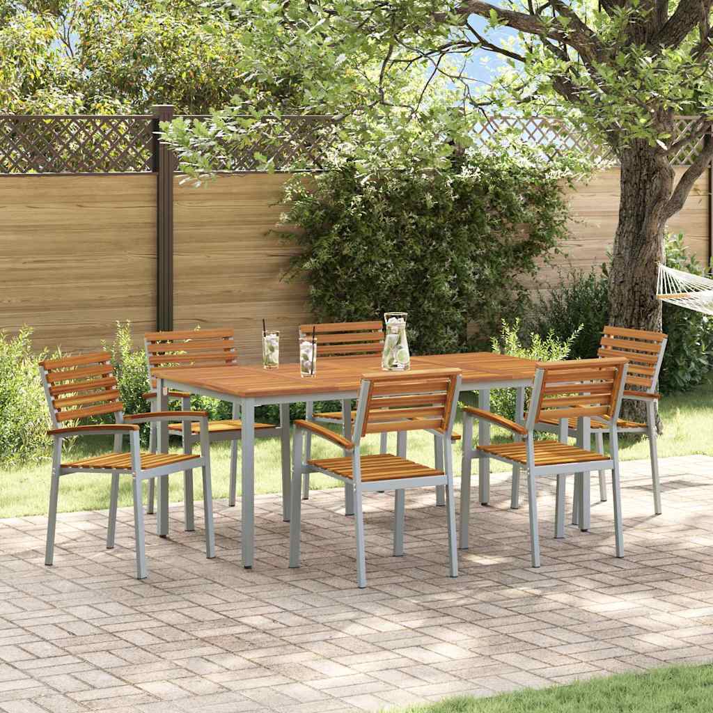 Set da Pranzo per Giardino 7 pcs Grigio