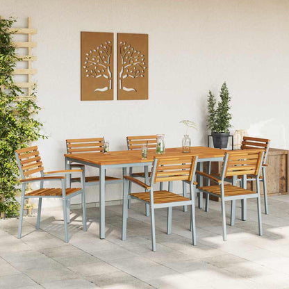 Set da Pranzo per Giardino 7 pcs Grigio